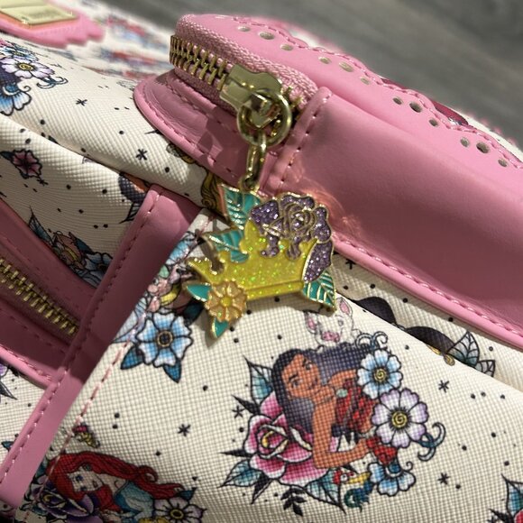 NWOT Loungefly Disney Princess Floral Tattoo Mini Backpack Roses Pink Limited - Picture 13 of 16